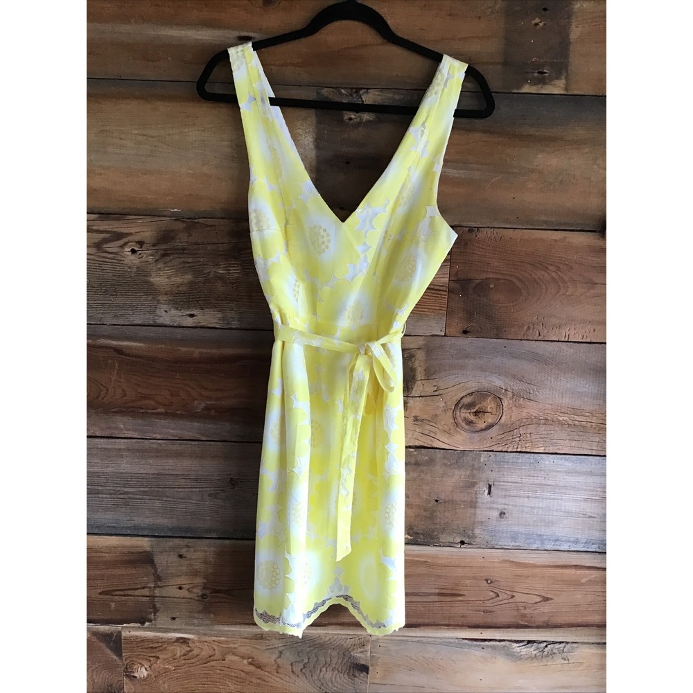 Plenty Dresses By Tracy Reese Size 8 Short Yellow Floral Lace Dress Ties